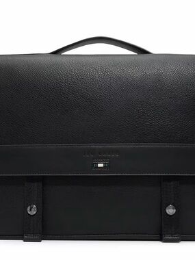Ted Baker Black Textured Leather Briefcase with Top Handle